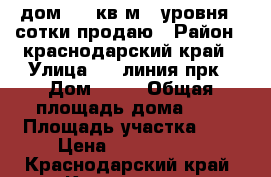 дом 130 кв м 2 уровня 2 сотки продаю › Район ­ краснодарский край › Улица ­ 4 линия прк › Дом ­ 90 › Общая площадь дома ­ 4 › Площадь участка ­ 2 › Цена ­ 6 000 000 - Краснодарский край, Краснодар г. Недвижимость » Дома, коттеджи, дачи продажа   . Краснодарский край,Краснодар г.